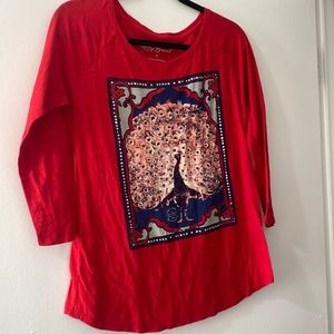 Lucky Brand ls cotton peacock tee